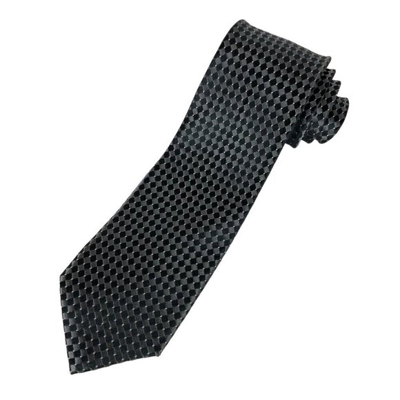 Donald J Trump Signature Collection Handmade Black Checkered Silk Necktie Tie - Picture 1 of 4